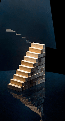 Wooden block staircase representing progressive steps